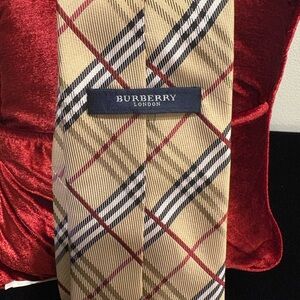 Burberry Beige and Red Checkered Tie